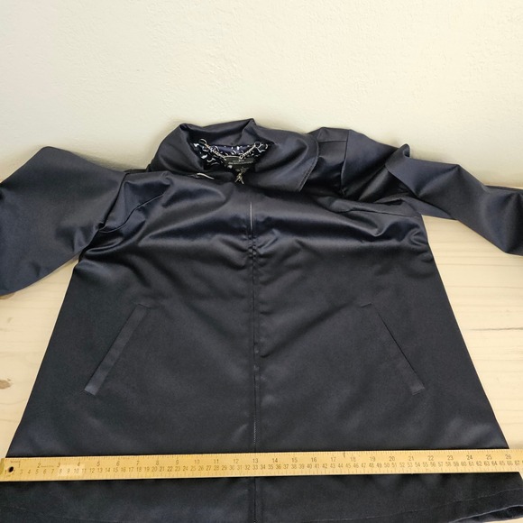 Dennis By Dennis Basso Navy Blue Coat Jacket L Zip Front Lined Springtime Jacket - Picture 11 of 16